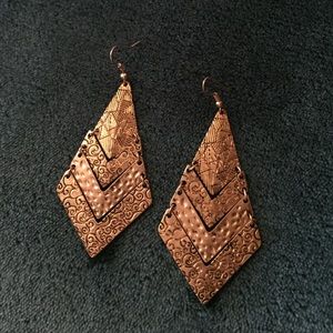 Gold Pattern Dangly Earrings