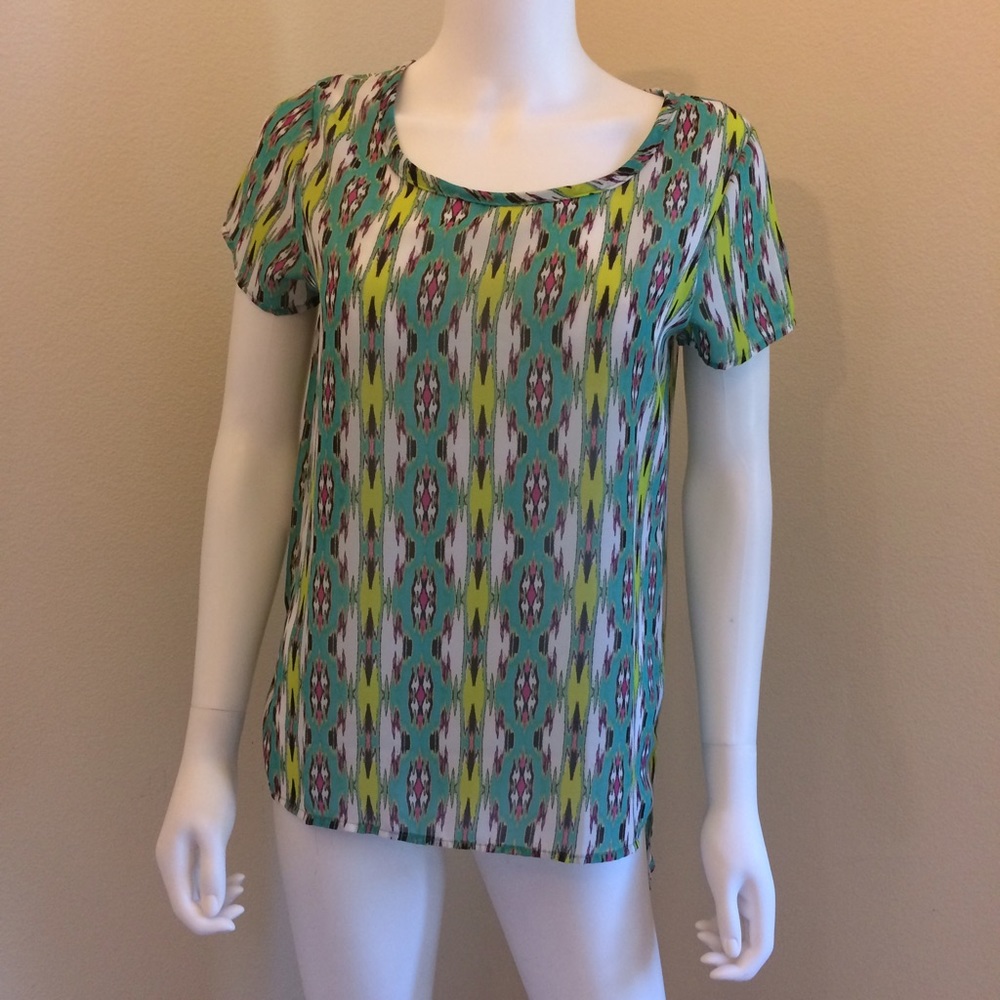 Elodie teal print blouse sz Small