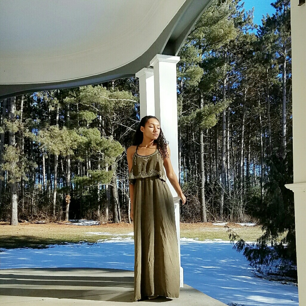 Green ladder back Earthbound maxi dress