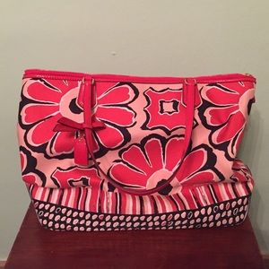Coach Tote - Red/Orange Flowered Canvas