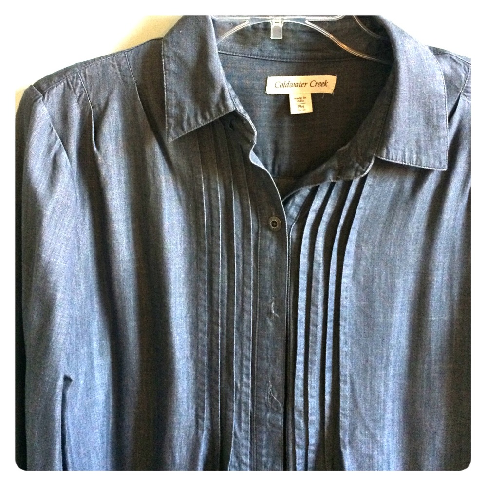 Pin-tucked Chambray Button Up
