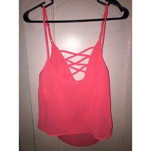 Neon pink crop top