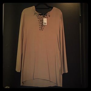 Long Sleeve Lace Up Dress