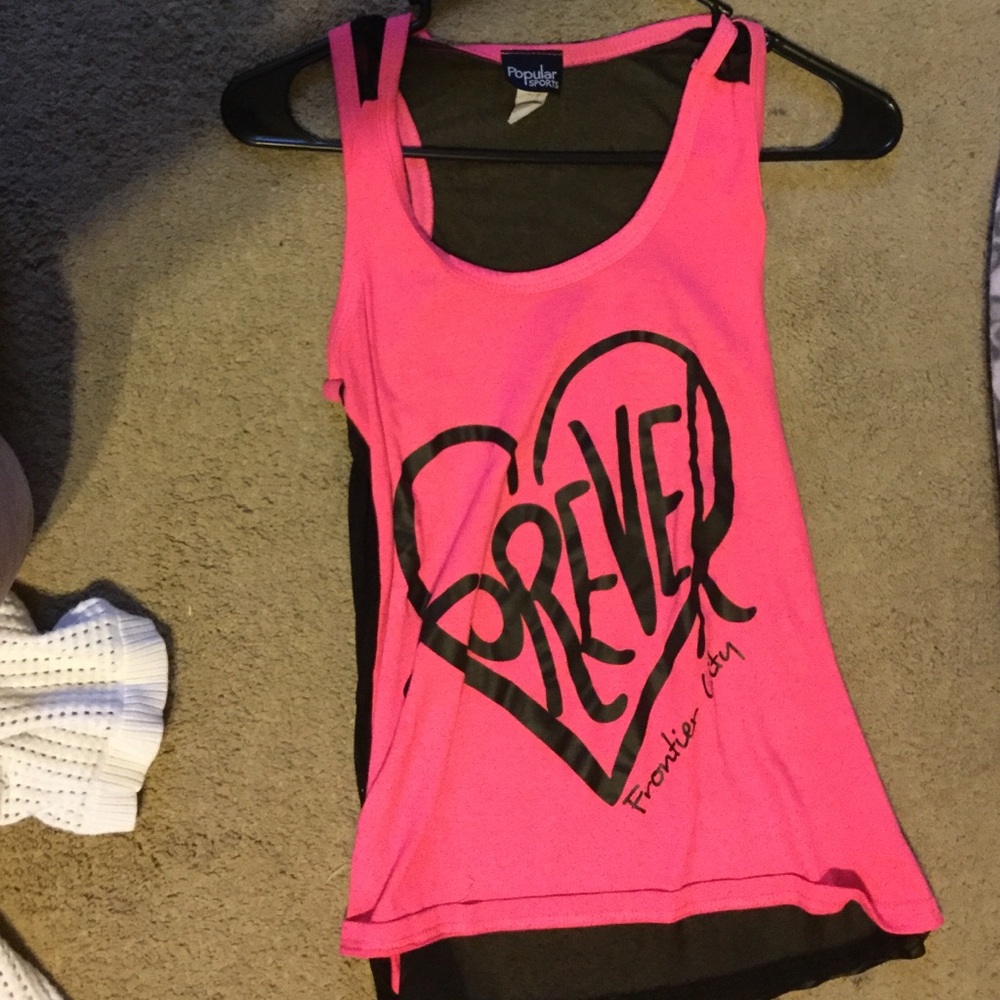 Pink tank top mesh back
