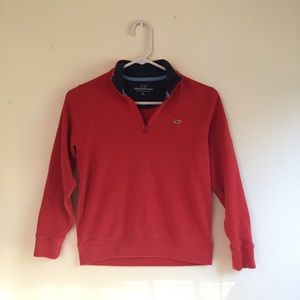 Vineyard Vines Child's Red 1/4 Zip Pullover