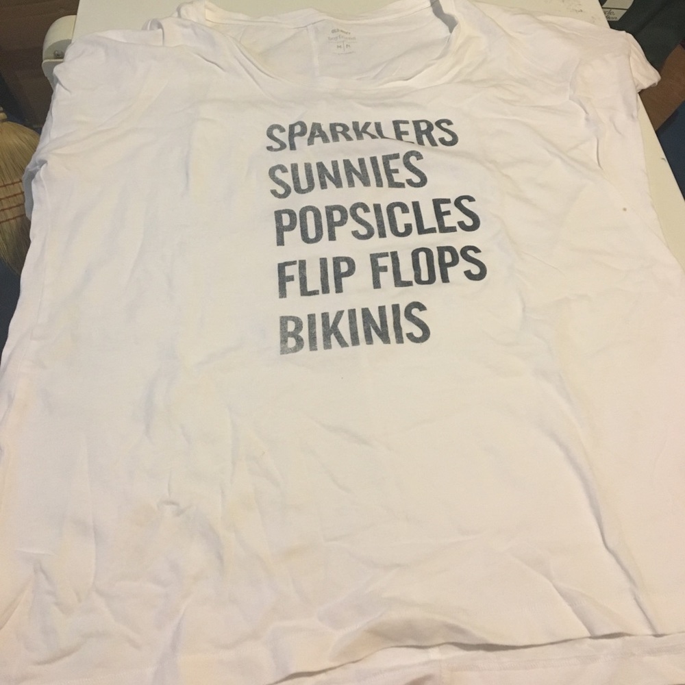 White plain over sized tee with words