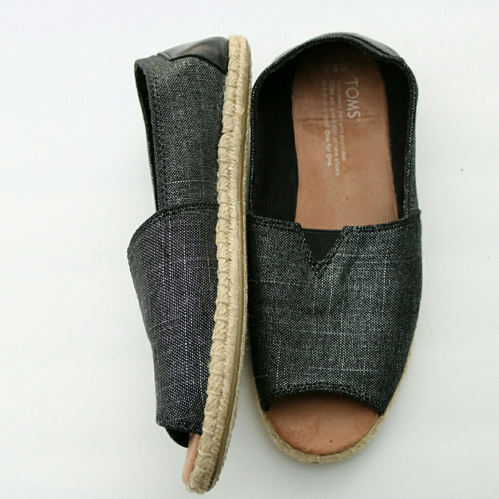 Tom's Metallic Peep Toe Flats