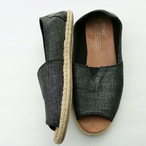 Tom's Metallic Peep Toe Flats