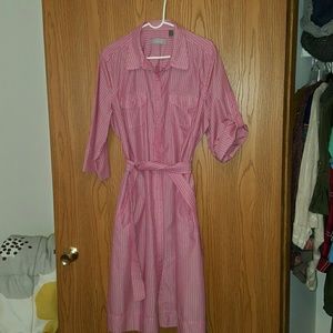 Liz Claiborne Pink striped shirt dress
