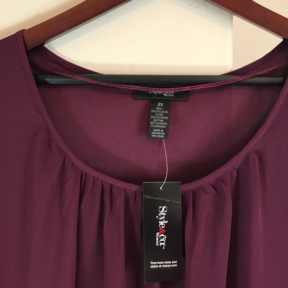 Plus Size Flutter-Sleeve Banded-Hem Top. B083 - Picture 4 of 6