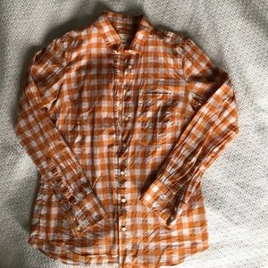 J. Crew Orange Gingham Button Down