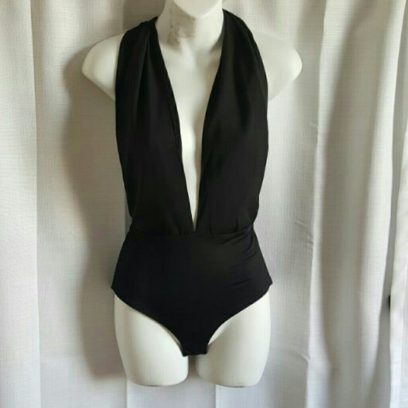 Halter Deep V- Neck Bodysuit - Picture 3 of 4