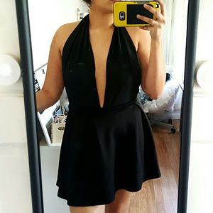 Halter Deep V- Neck Bodysuit