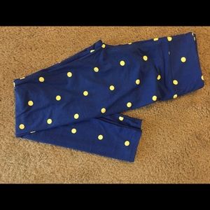 Blue & yellow polka dot Lularoe legging