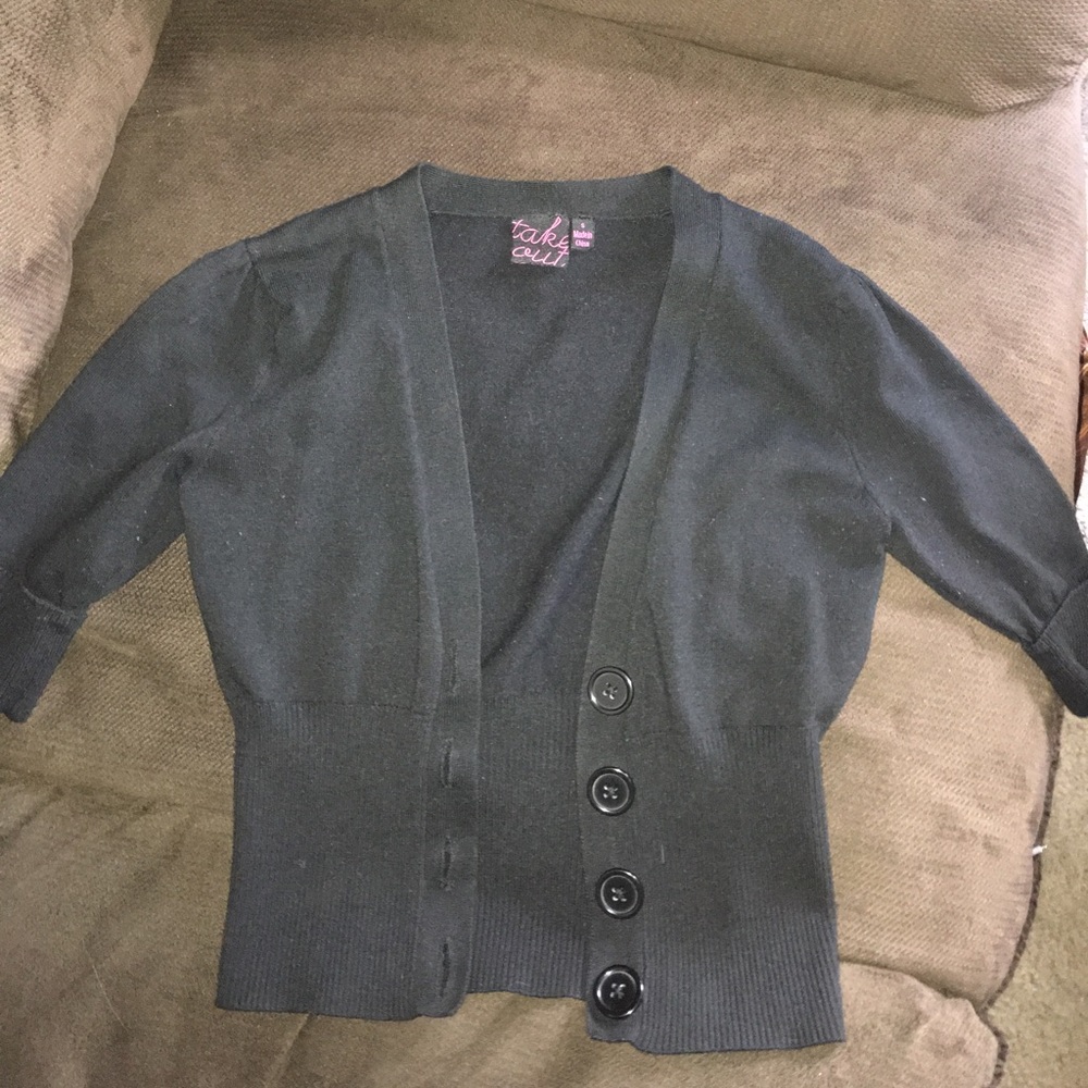Cropped Black Cardigan