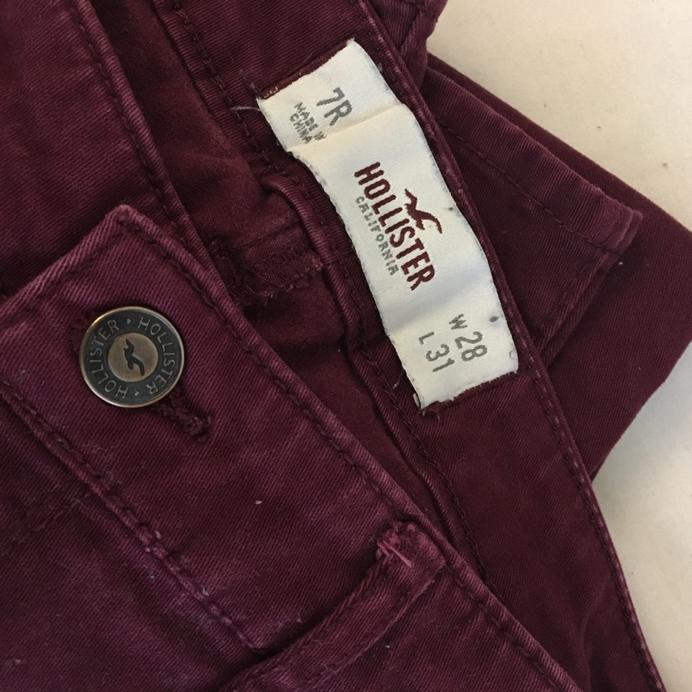 SOLD Hollister Burgundy Skinny Stretch Jeans