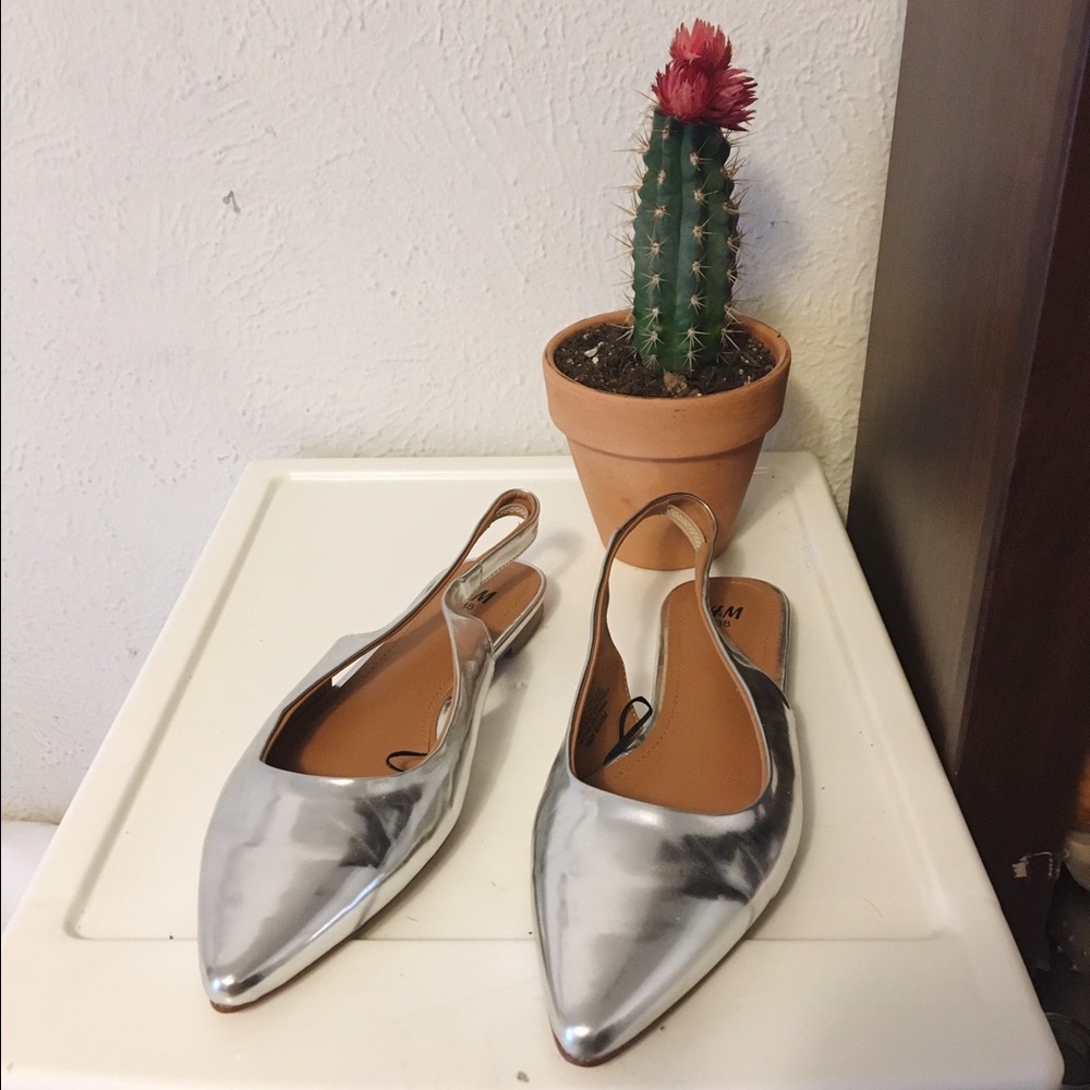 Pointy metallic flats NWOT