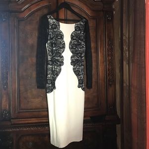 White and black lace dress