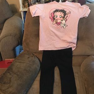 Jr's Betty Boop tee shirt and black leggings