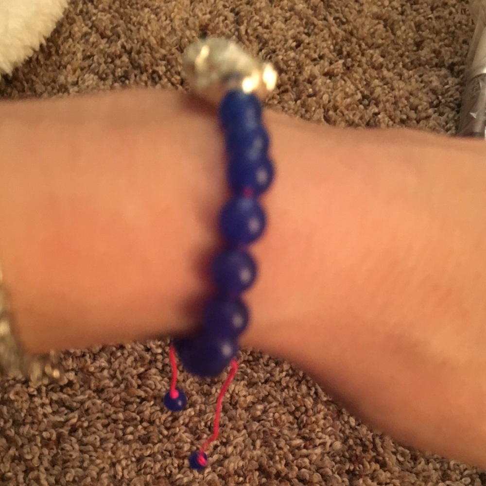 Nwot handmade blue & silver skull bracelet - Picture 2 of 4