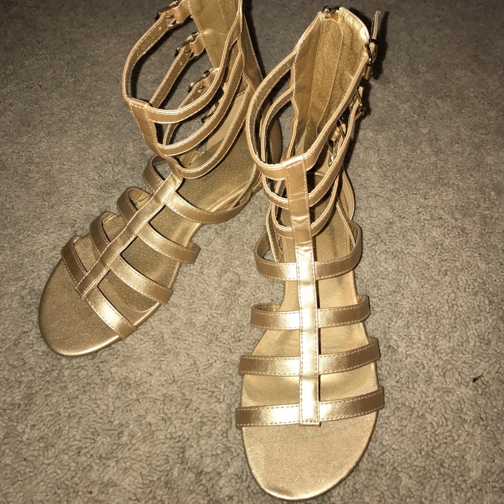 Metallic Gold Gladiator Sandals