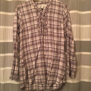 Plaid button down tunic