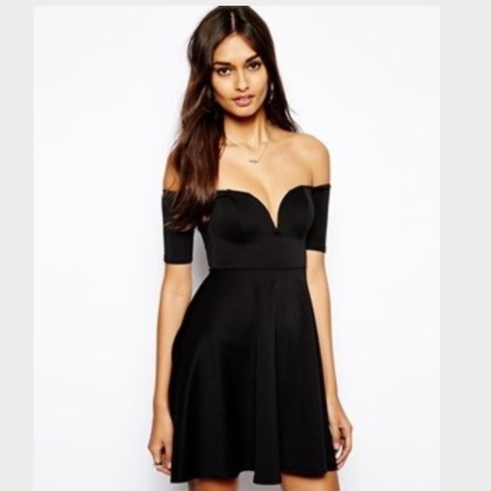 Oh My Love Scuba Off Shoulder Skater Dress