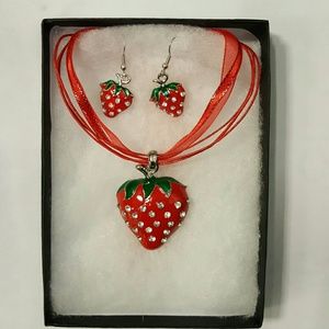 Strawberry Necklace with matching earrings