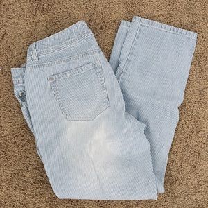 Blue Stripes Boyfriend Cropped Jeans