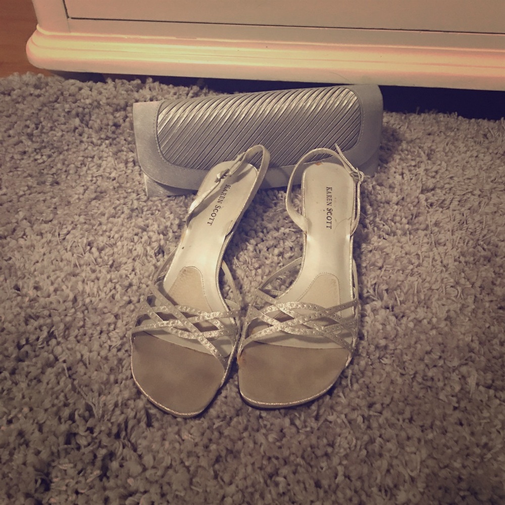Karen Scott silver sparkle heels