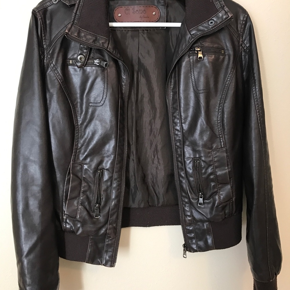 Brown leather jacket