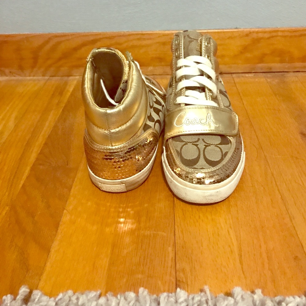 Gold sequin coach hightop sneakers
