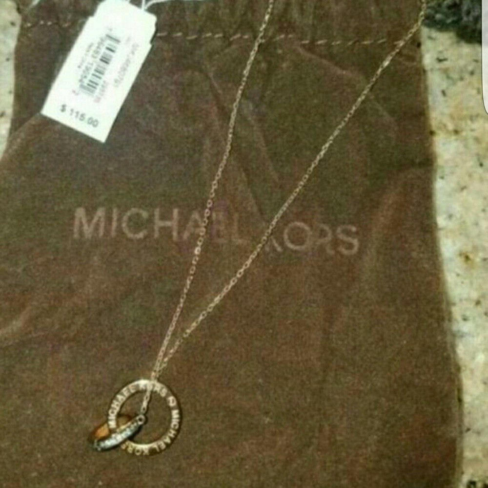 Michael kors rose gold necklace