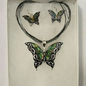 Costume Jewelry Butterfly Necklace with matching e