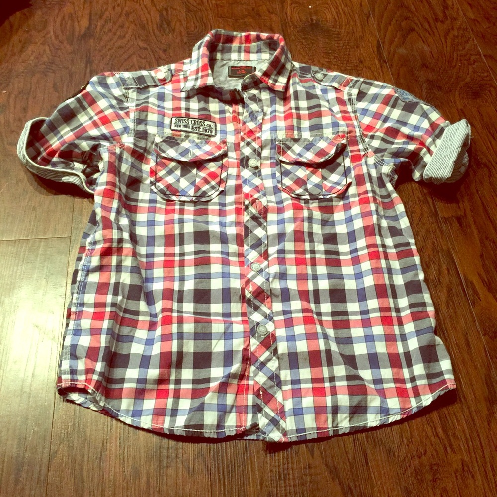 Boys plaid short sleeve button down
