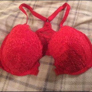Victoria Secret Red Lace Racerback Demi 32DD