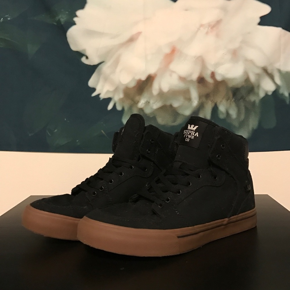 Supra Vaider Black Canvas & Gum Skate Shoes