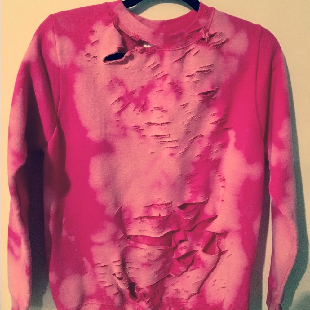 Pink distressed sweatshirt