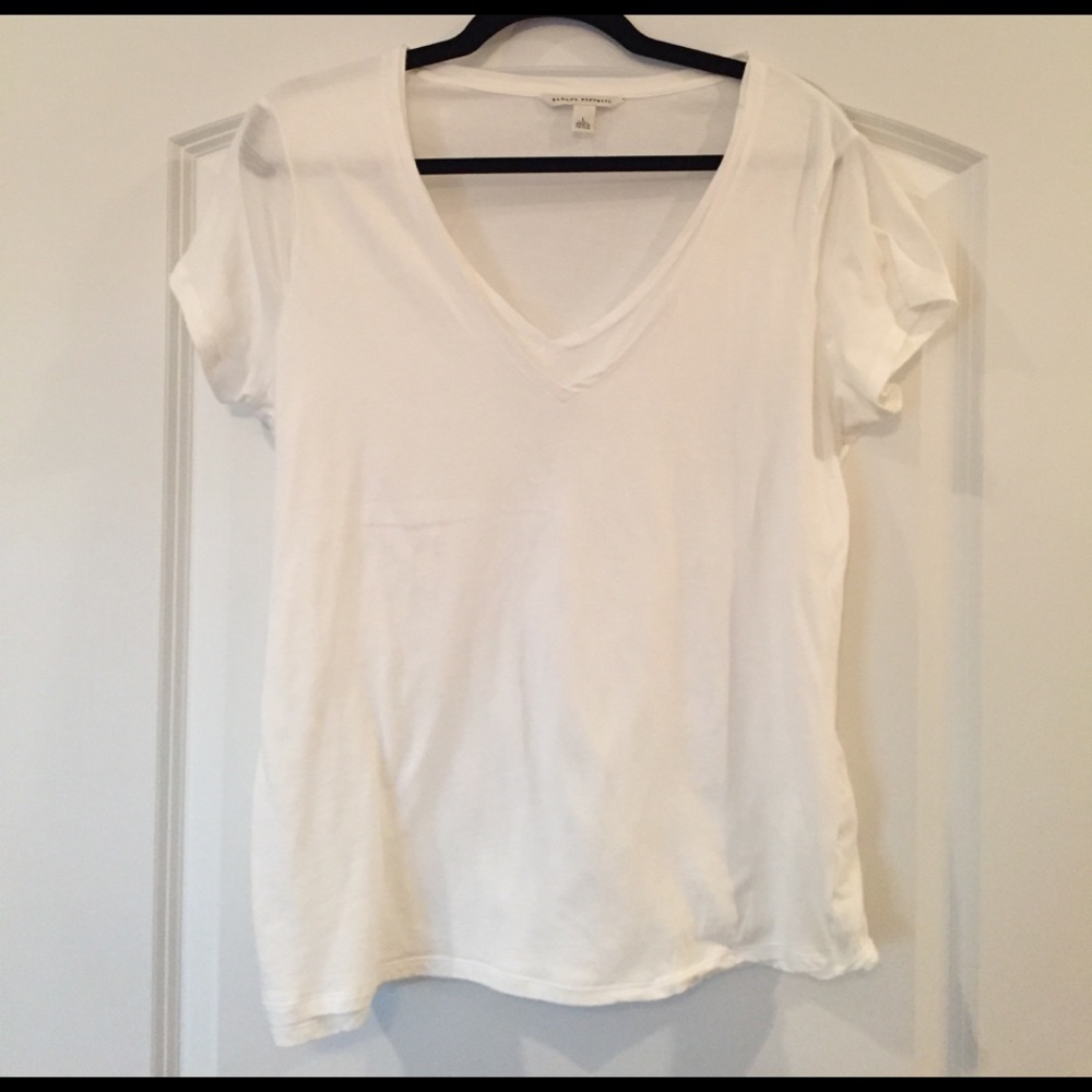 Banana Republic double v neck white top size large