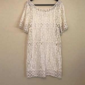 Laundry White floral dress w form fitting slip