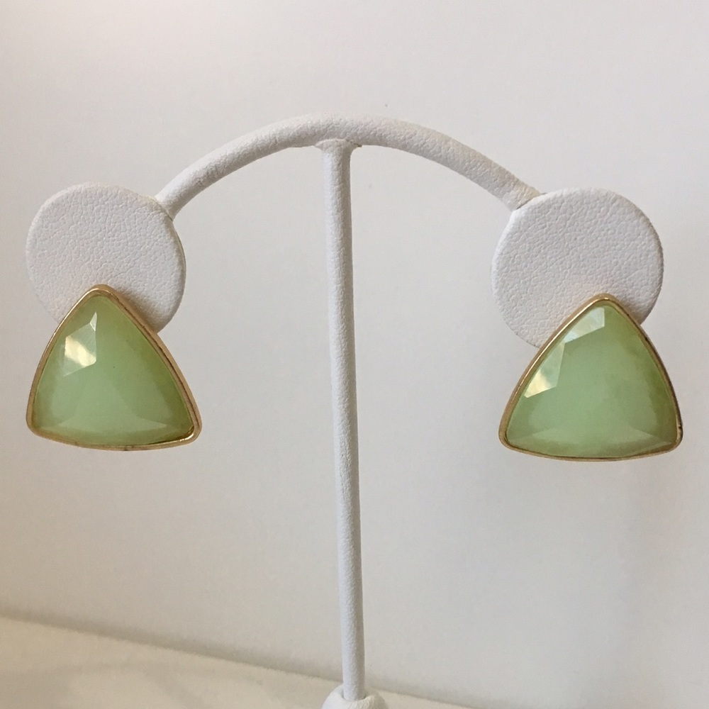 Light Green Triangle Statement Earrings