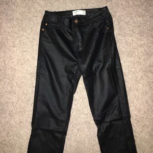 Black leather jeans