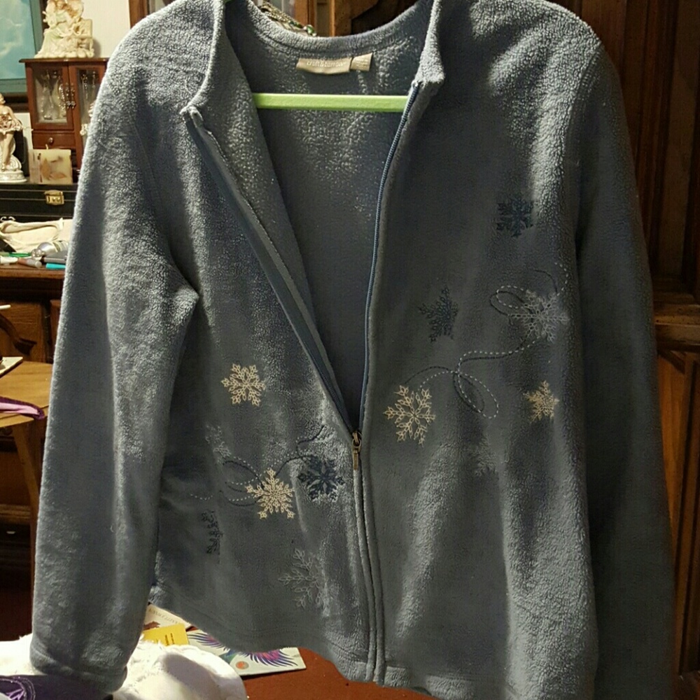 Embroidered Snowflake. Baby Blue Jacket