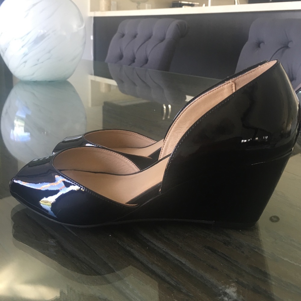 New Chinese Laundry Black Patent Wedge Heels Sz9.5