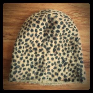 Angora blend leopard beanie