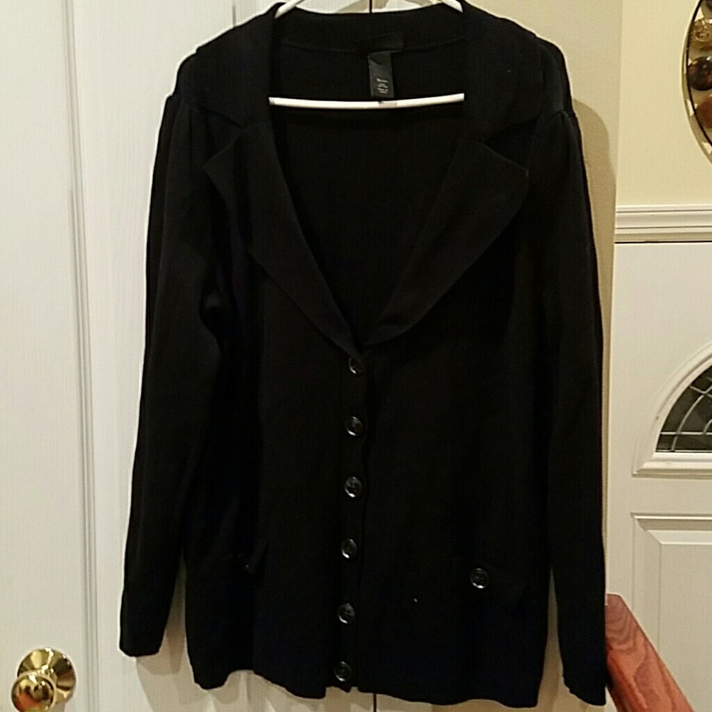Lane Bryant Black Button Cardigan Jacket