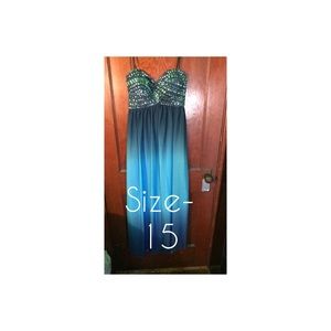 2 tone blue, only worn once strapless!