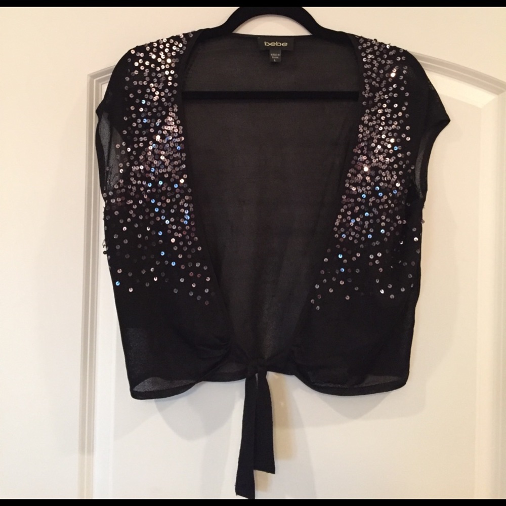 Bebe black sequin top cover size large