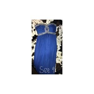 Blue prom dress only worn once strapless