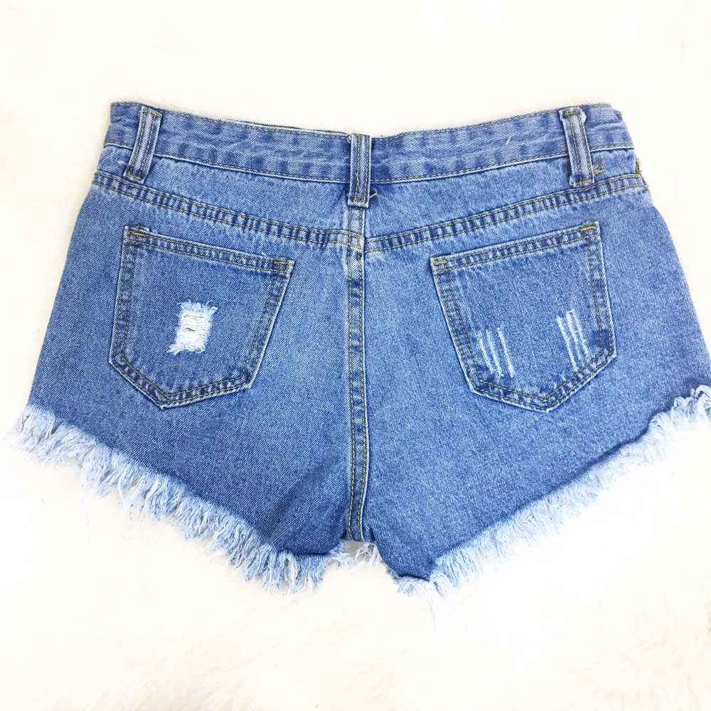 High Rise Distressed Jean Shorts - Picture 2 of 2